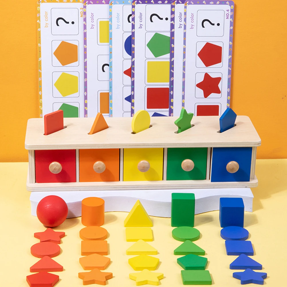 1 set 1 Set Wooden Color Number Matching Box Dual-Purpose Sorting Puzzle For Toddlers Fine Motor Skills Kids Educational Shape
