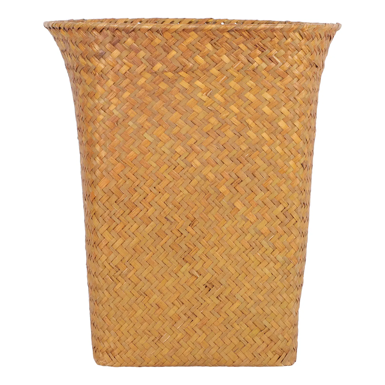 

Premium Straw Woven Storage Basket Trash Bin for Home Office Bedroom Decorative Waste Paper Holder Household Container