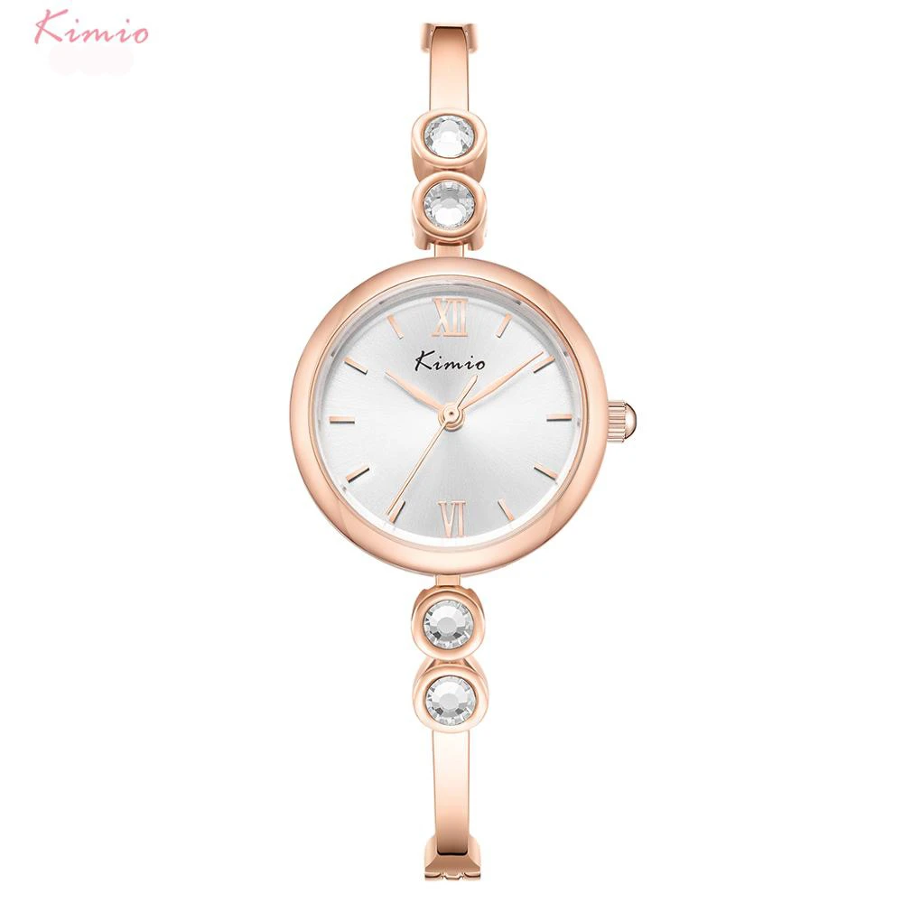 KIMIO Alloy Round Women Watch Sunray Dial Shiny Diamonds Strap Waterproof Fashion Lady Watch Ladies Clock Girl Relogio Feminino