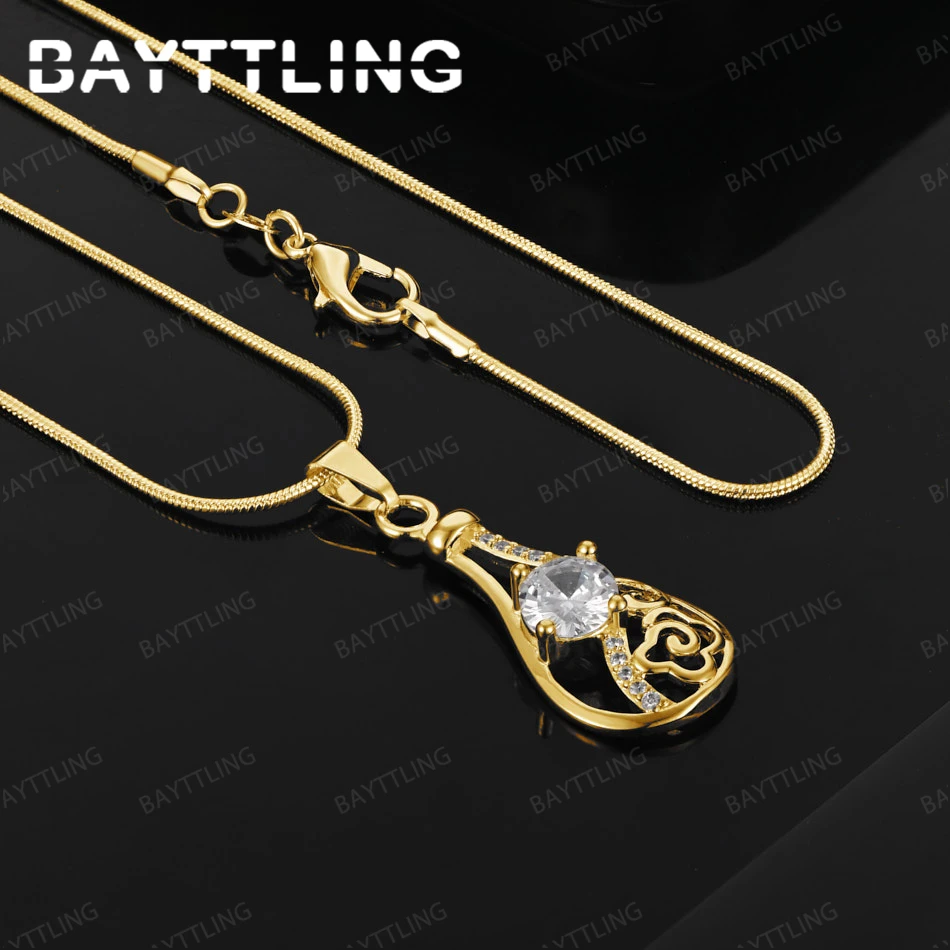 

925 Sterling Silver 18K Gold 16-30 Inch Exquisite Water Drop Zircon Pendant Necklace Women's Charm Wedding Jewelry