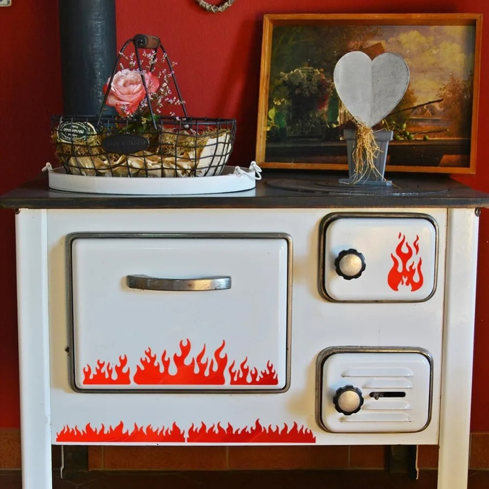 3Pcs Flame Stencil Set with Paint Brush for Crafting