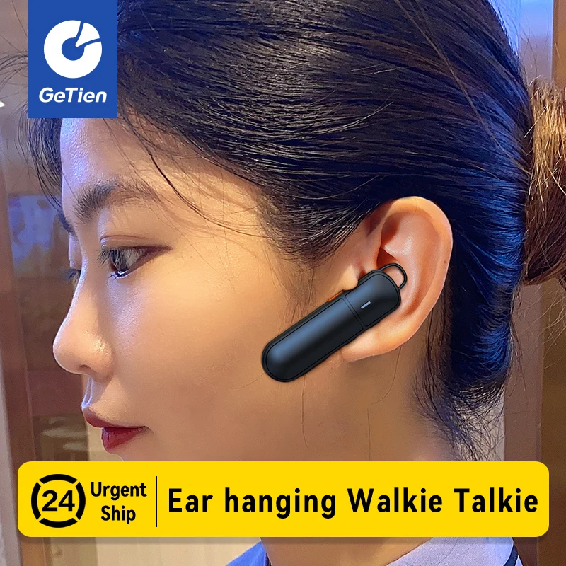 Getien Mini Ear Hang Walkie Talkie 2 PCS Portable Two Way Radio Type-C Charging For Hotel Restaurant Coffee Shop And Bars