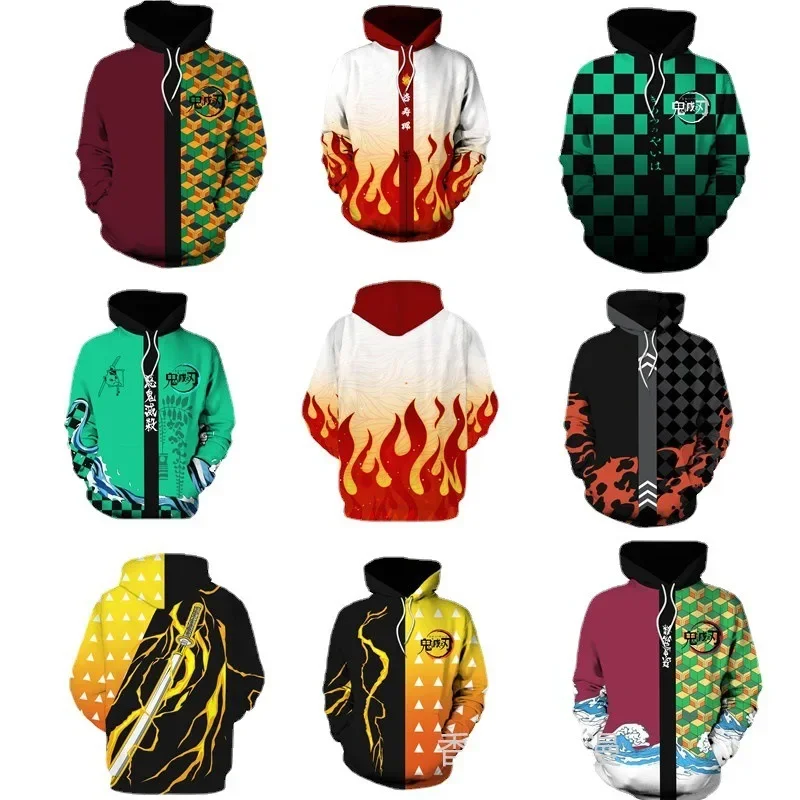 

New Japanese Anime Demon Ghost Slayer Kimetsu No Yaiba 3D Digital Printing Men's and Women's Trendy Hooded Sports Sweatshirt