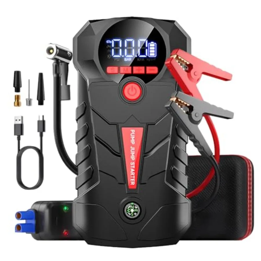 4000A Portable Car Battery Booster with Air Compressor 4-in-1 Jump Starter Box for 8.5L Gas and 6L Diesel Vehicles 150PSI Tire