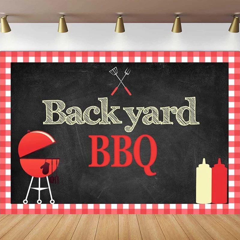 Grill Fotografie Hintergrund rustikale rot und weiß karierte Picknick Party Hintergrund Foto Shooting Requisiten Kuchen Tisch Dekor Poster