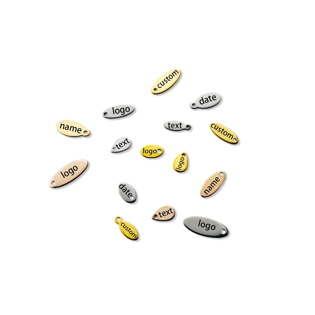 1-5pcs Personalized Custom Stainless Steel Small Logo Tags 8/12/15mm Oval Charm Jewelry Makings DIY Findings for Logos Disc