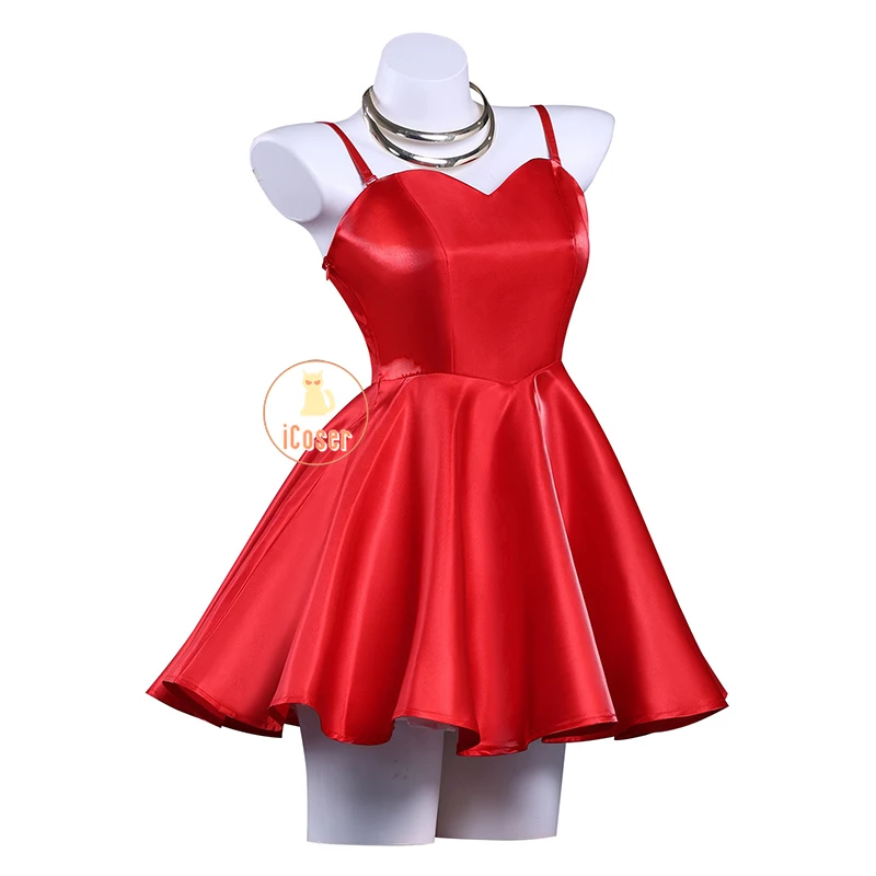 open lace back dress Panty & Stocking with Garterbelt Panty Red Dress Cosplay Costumes, Red / S