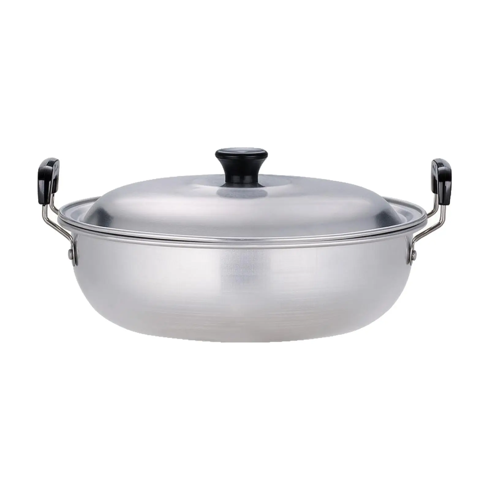 Silver Aluminum Covered Pot with Black Knob Lid Nonstick Easy Clean Surface for Stews Broths and Pasta Dishes