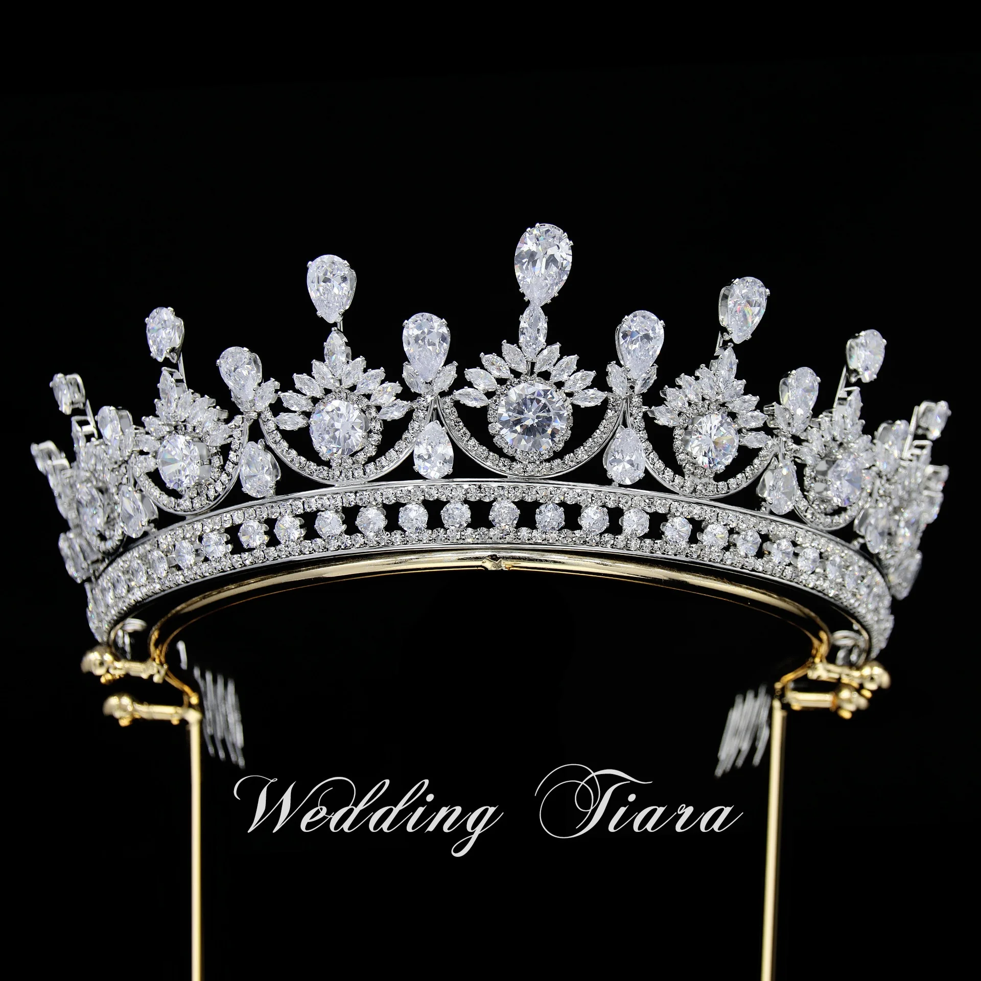 

Princess Bridal Tiara Crown For Wedding Headdress Cubic Zirconia Royal Queen Crowns Women Pageant Prom Hair Jewelry Headpiece