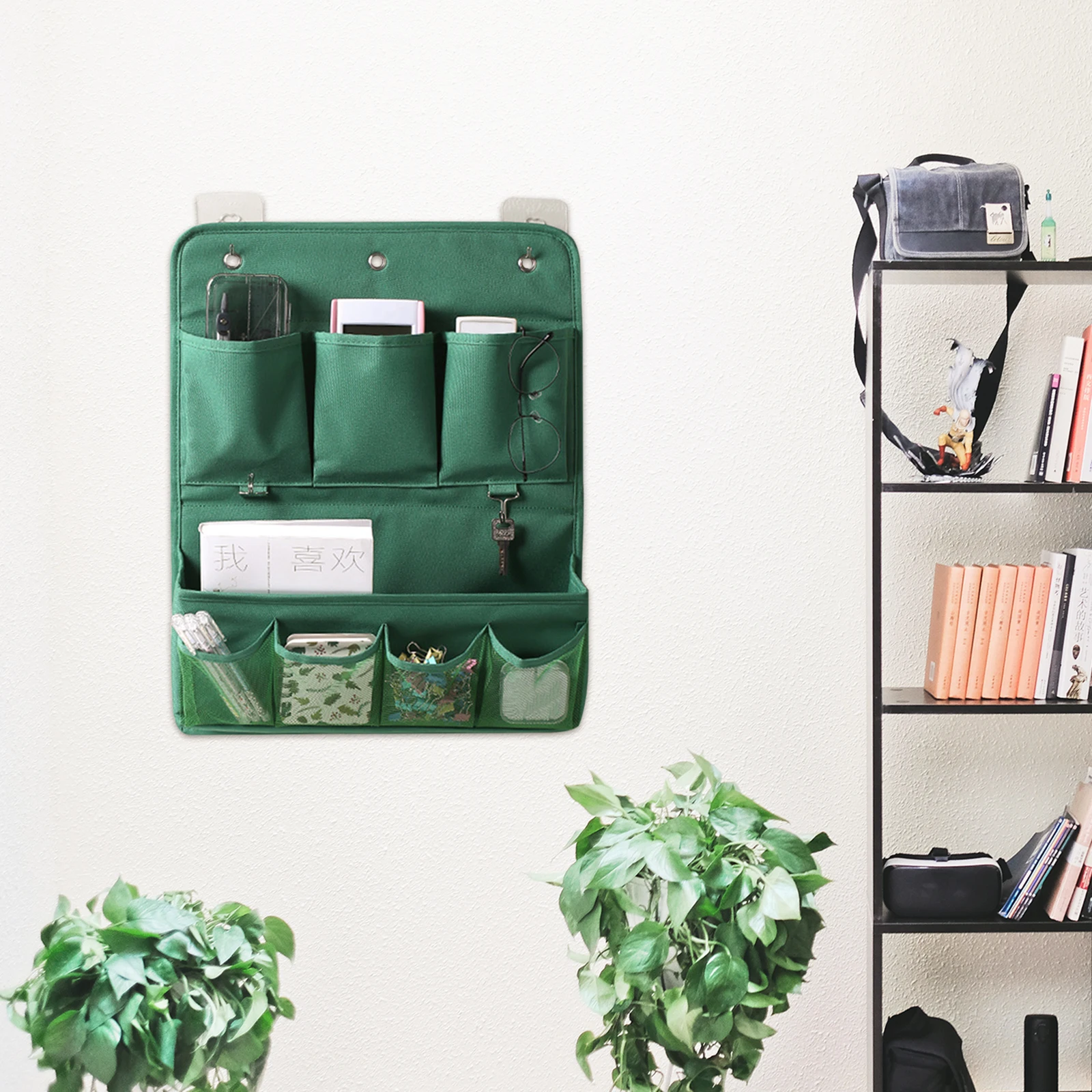 

1Pcs Green Door Back Hanging Storage Bag Oxford Cloth Waterproof Home Organizer Pouch Multi-Size Pocket Space-Saving