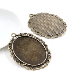 New Fashion 5pcs 30x40mm Inner Size Antique Bronze Flowers Style Cabochon Base Setting Charms Pendant (B1-05)