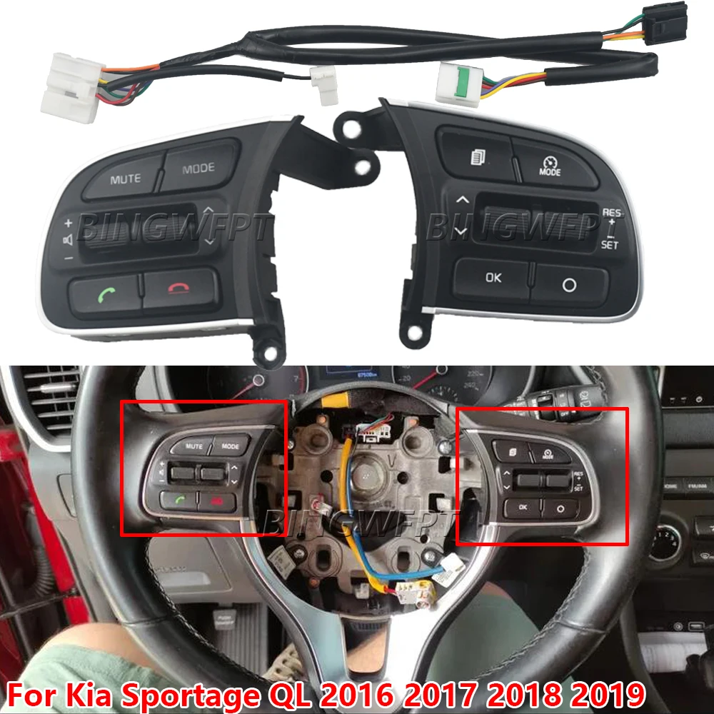 

Multi Function Steering Wheel Audio Cruise Control Buttons 96720-D9010 For Kia Sportage QL 2016 2017 2018 2019 Wth Backlight