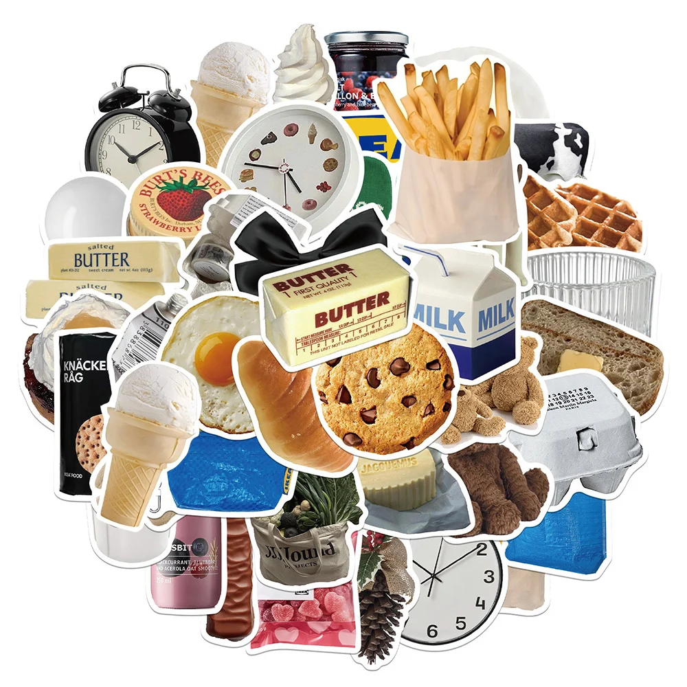 

10/30/50pcs Cute Ins Style Stickers Stickers Aesthetic Cartoon Decal DIY Guitar Phone Cases Laptop Waterproof Milk Food Sticker