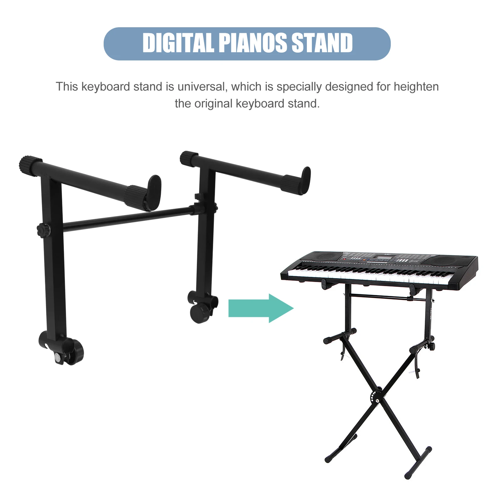 

Electronic Organ Stand Double Tier Keyboard Holder 71cm Adjustable Width High-quality Iron Durable Practical Rubber Sleeve