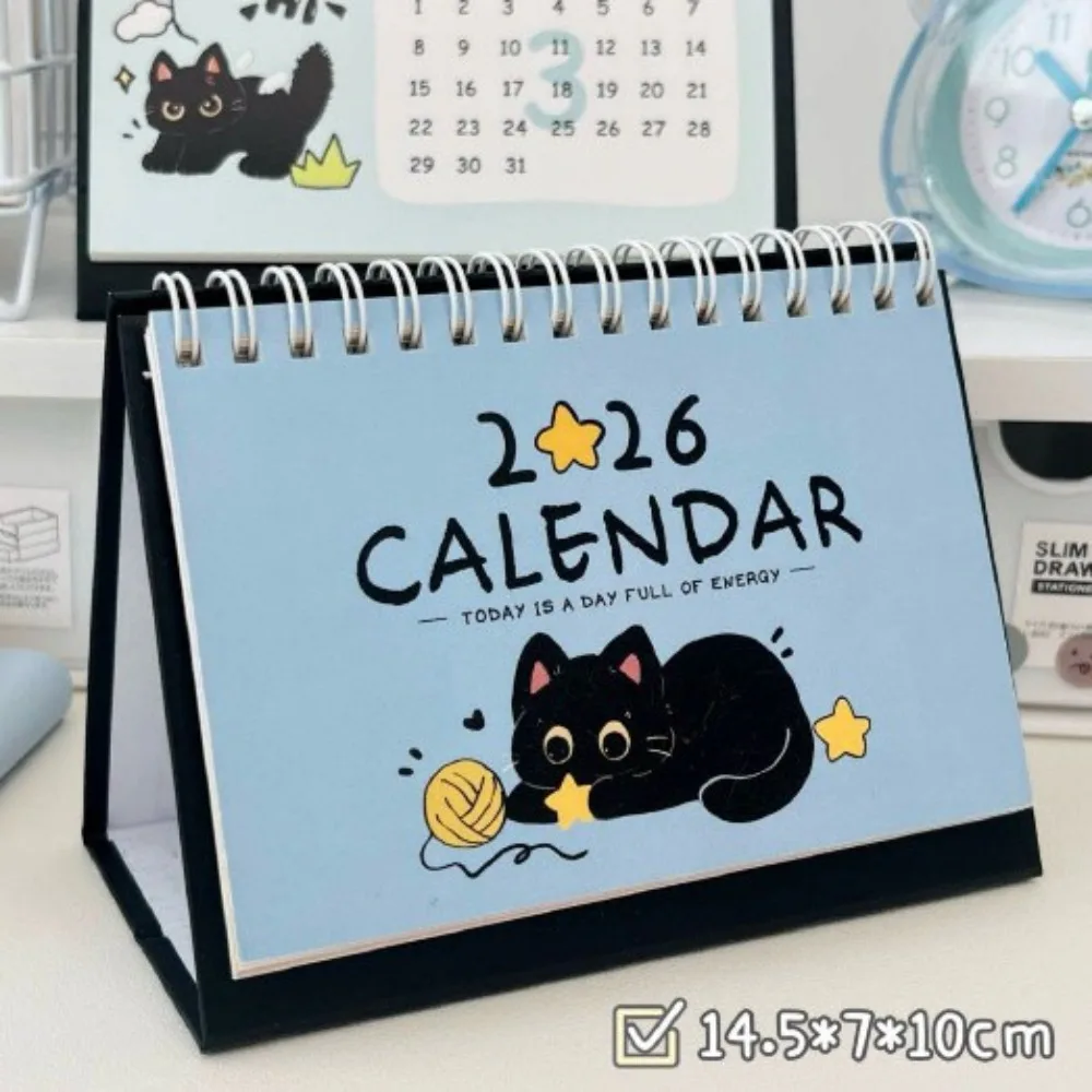

Cartoon Coil 2026 Desk Calendar Portable Cute Cat Mini Calendar Desktop Decoration Daily Planner Office School Supplies