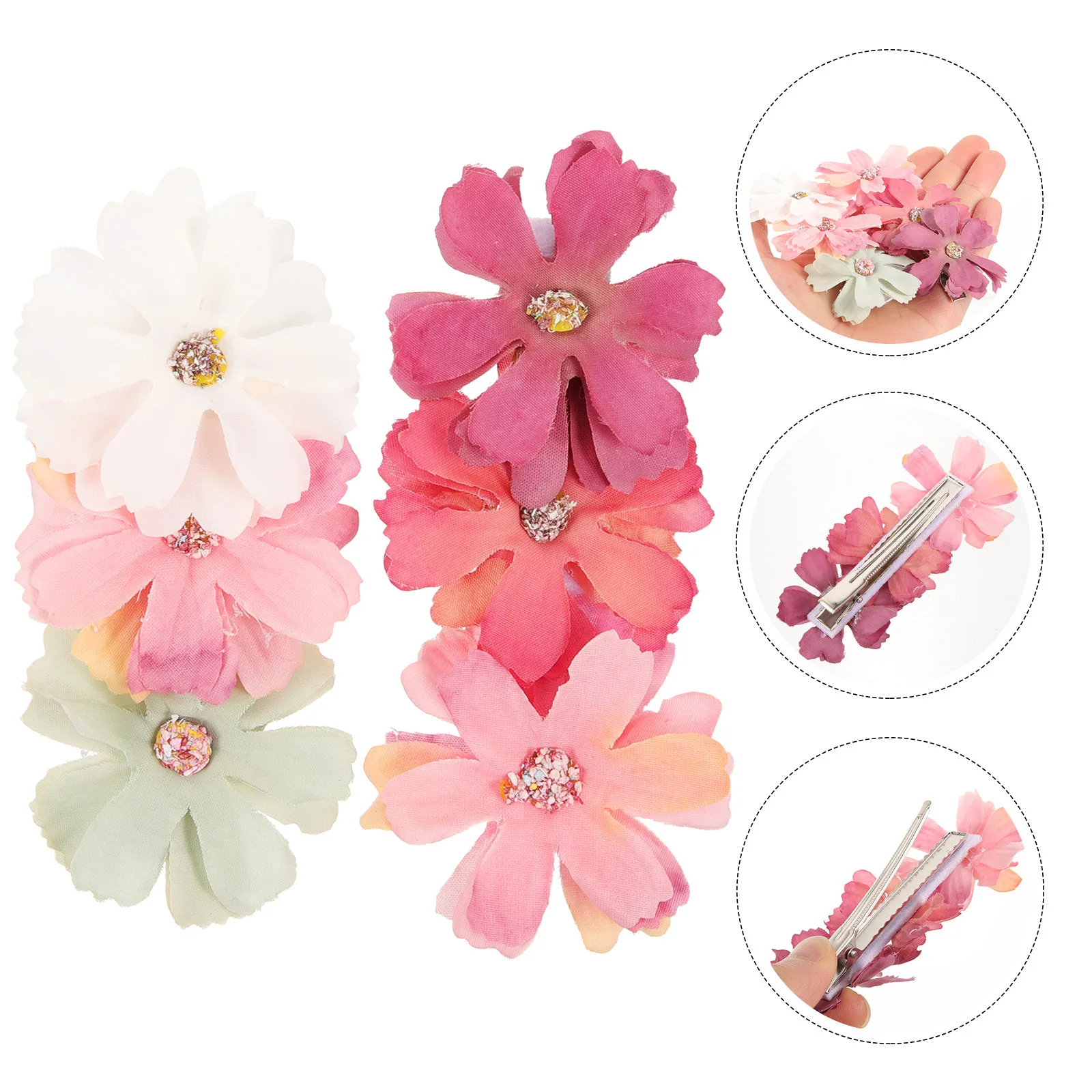 

2pcs Flower Clips For Women Cute Fabric Hairpins Small Hair Clips Girls Wedding Party Daily Wear Hair Accessories