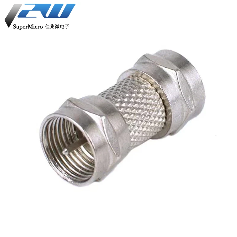 5 Pcs/Lot Silver Zinc Alloy Type F Male Plug Connector Socket to RF Coaxial TV Antenna, Female RF Adapter F Straight Thread Head