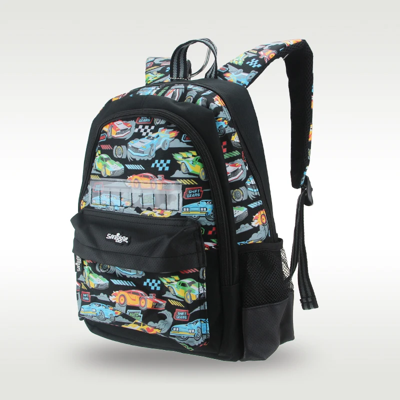 Plecak szkolny dla chłopców, czarny plecak z motywem samochodu, kawaii, torby modelarskie dla dzieci w wieku 3-7 lat, 14 cali