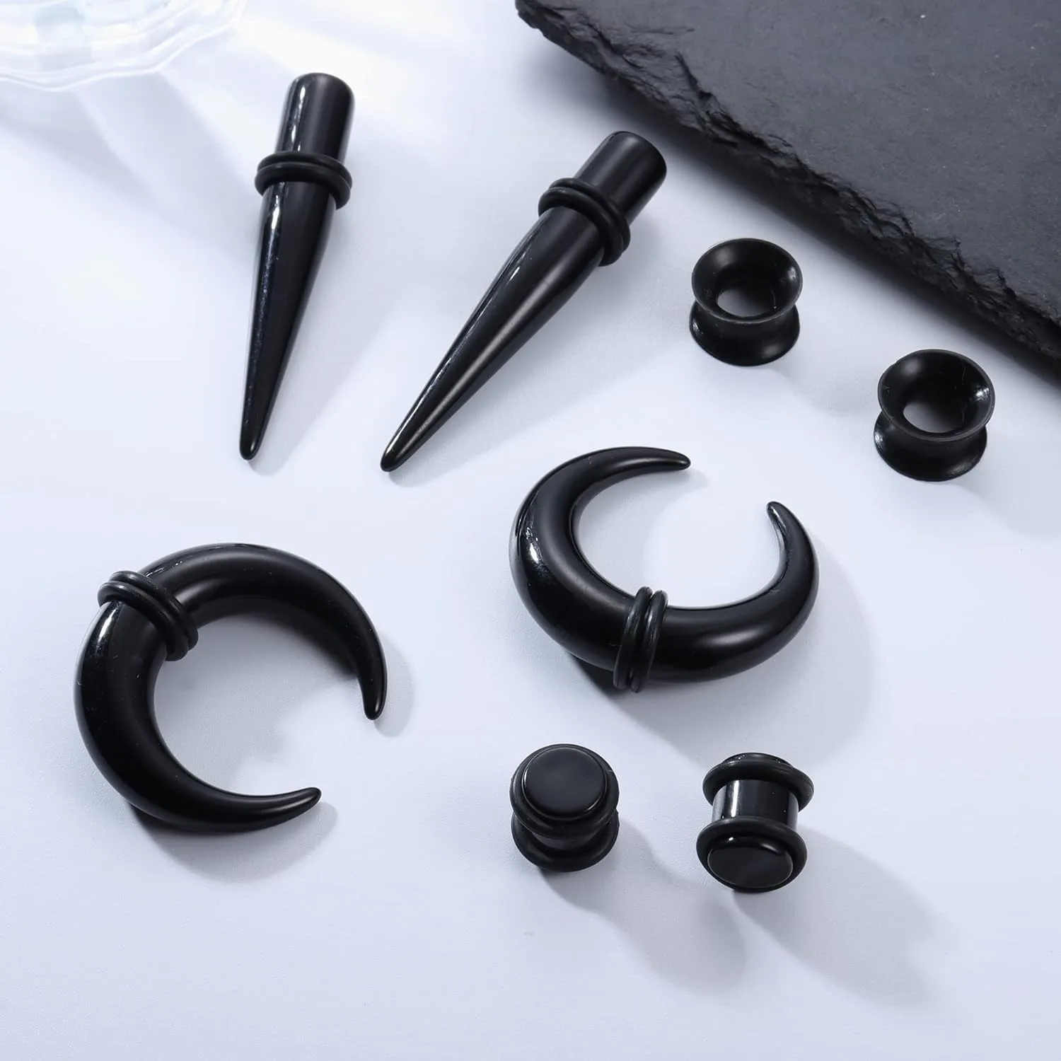 Drperfect Ear Stretching Kit Acrylic Tapers Acrylic C Shape Pincher Tapers Silicone Tunnels Ear Gauges Expander Piercing Jewelry