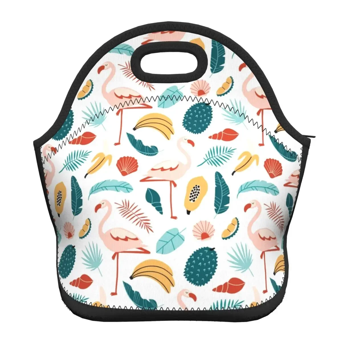 

Neoprene Flamingo Insulated Lunch Bags for Outdoor Seamless Pattern Leakproof Food Cooler Thermal Lunch Box Women Children