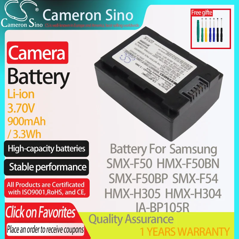 CameronSino Battery for Samsung SMX-F50 HMX-F50BN SMX-F50BP SMX-F54 HMX-H305 fits Samsung IA-BP105R Digital camera Batteries