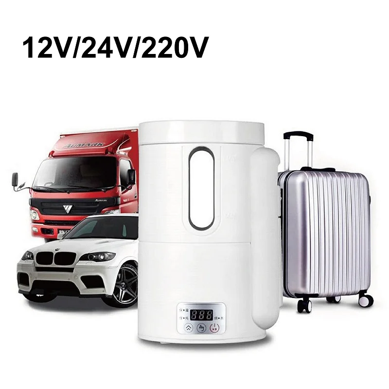 

12V/24V/220V Car Electric Kettle Home Health Pot Stew Cup Travel Electric Water Cup Portable Multifunctional Burn Kettle 800ml