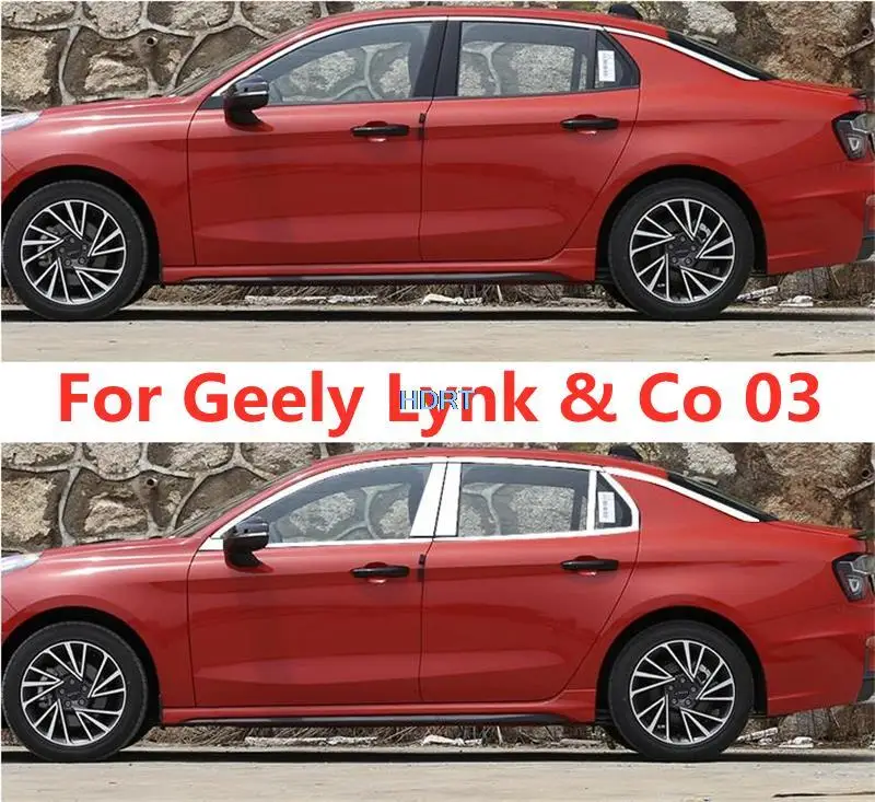 

Car Window For Geely Lynk & Co 03 Stainless steel Moulding B+C Center Pillar Sticker Decorative Black Central Frame Strip Cover