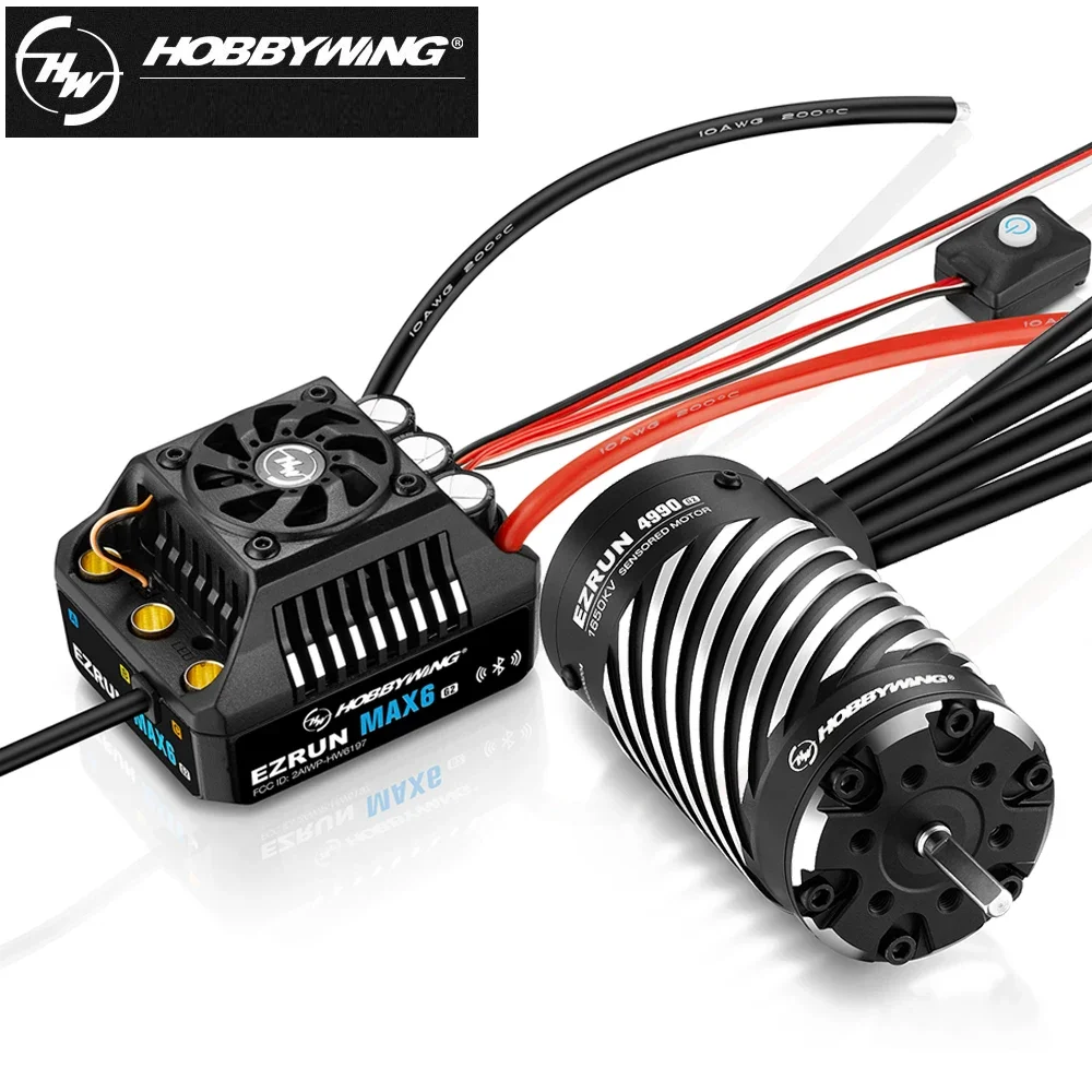 Hobbywing EzRun Max6 G2 200A 3-8S ESC 6V/7.4V/8.4V@8A BEC, 4990SD 1650KV/5690SD 1250KV 4-Pole Motor For 1/5 1/6 1/7 On-road ARRM