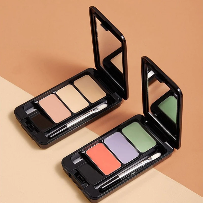 Natuurlijke Drie Kleuren Concealer Voor Gezicht Pockmarks, Vlekken, Traangroeven Om Te Bedekken, Te Repareren En Op Te Fleuren