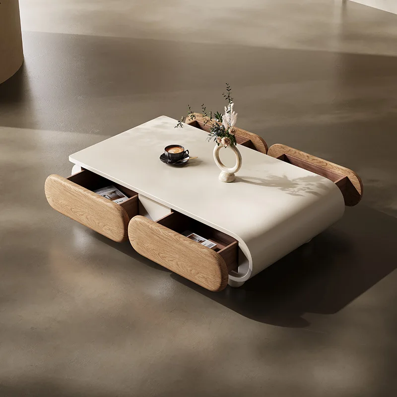 

#*a forUnique White Coffee Tables Nordic Simple Floor Beige Storage Modern Tables Living Room Glam Premium Stolik Kawowy Furnitu