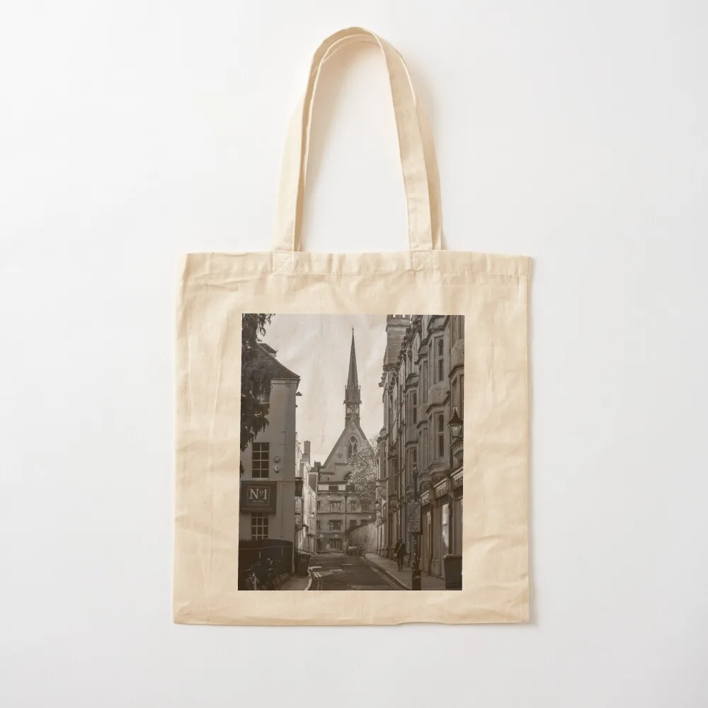 

Exeter College in Oxford, England in black and white Tote Bag Canvas shoulder bag custom fabric bag Canvas Tote