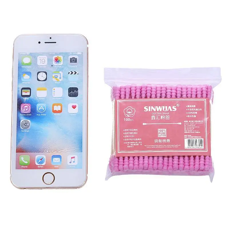 100pcs/ Pack Double Head Cotton Swab Women Makeup Cotton Buds Tip For Medical Wood Sticks Nose Ears Cleaning Health Care Tools