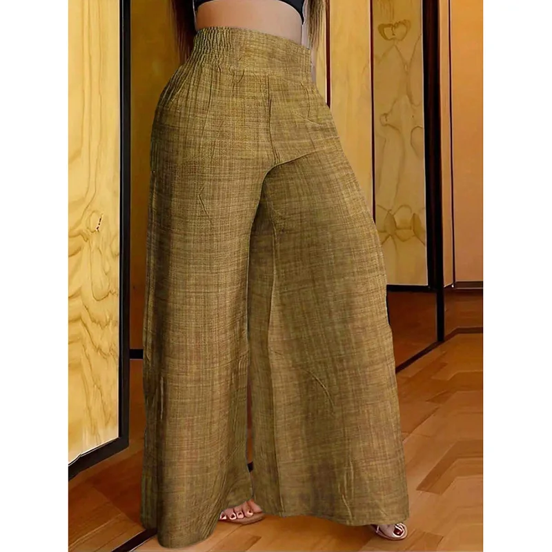 

Women's Long Loose Thigh Pants Spring Summer 2024 New Women's Solid Color High Waist Leg Pants Pantalon Femme Taille Élastique