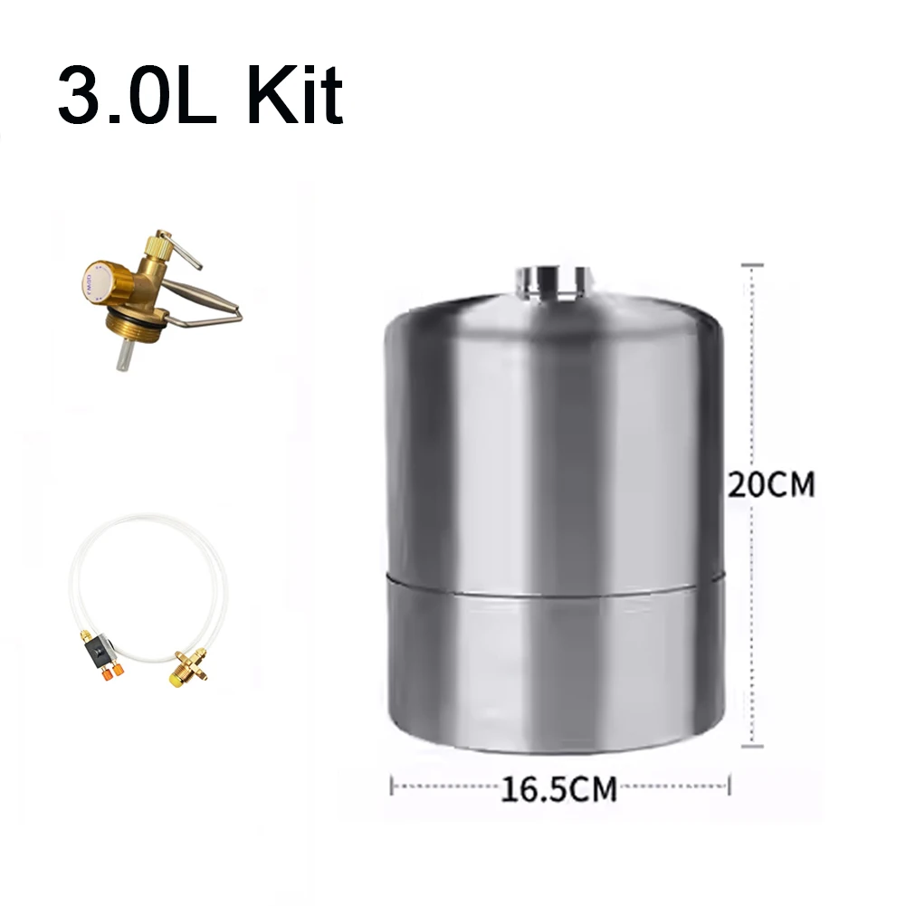 NONE 3,0/4,0 L/5,5 L Leere Gasflasche Kits Outdoor Camping Edelstahl Leere Nachfüllbare Propan Tank Recycelbare Kraftstoffflasche 3