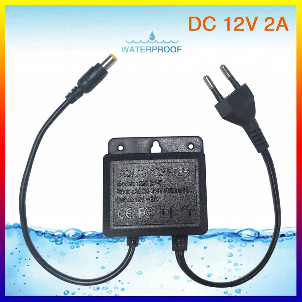 

DC12V 2A Waterproof EU Power Adapter For CCTV Security Surveillance Cameras AHD Camera NVR DVR Input AC100V-240V 5.5mm*2.1mm