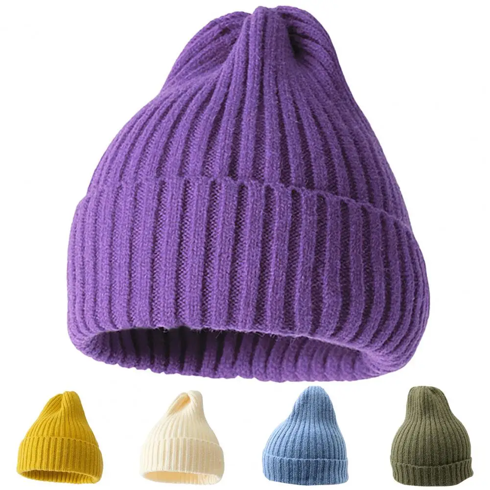 Beanie Hat No Brim Women Girls Casual Woolen Skullies Hat Breathable Keep Warm Solid Color Unisex Autumn Knitted Beanies Caps