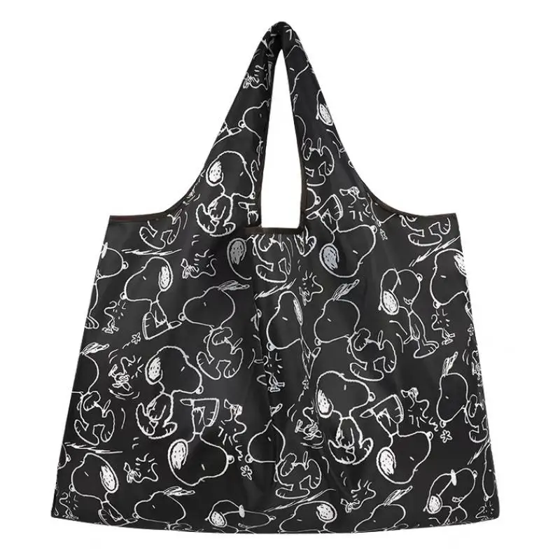 Nuovo Kawaii Miniso Cartoon Snoopy Mickey Cinnamoroll Kuromi Pompompurin Shopping Bag borsa da viaggio portatile pieghevole di grande capacità