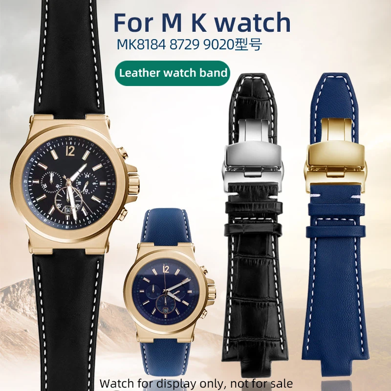 

29mm x 13mm Blue Leather Strap For Michael Kors Bracelet MK8184 8729 9020 8296 Watch Belt Men's Watch Band Replace Convex Strap