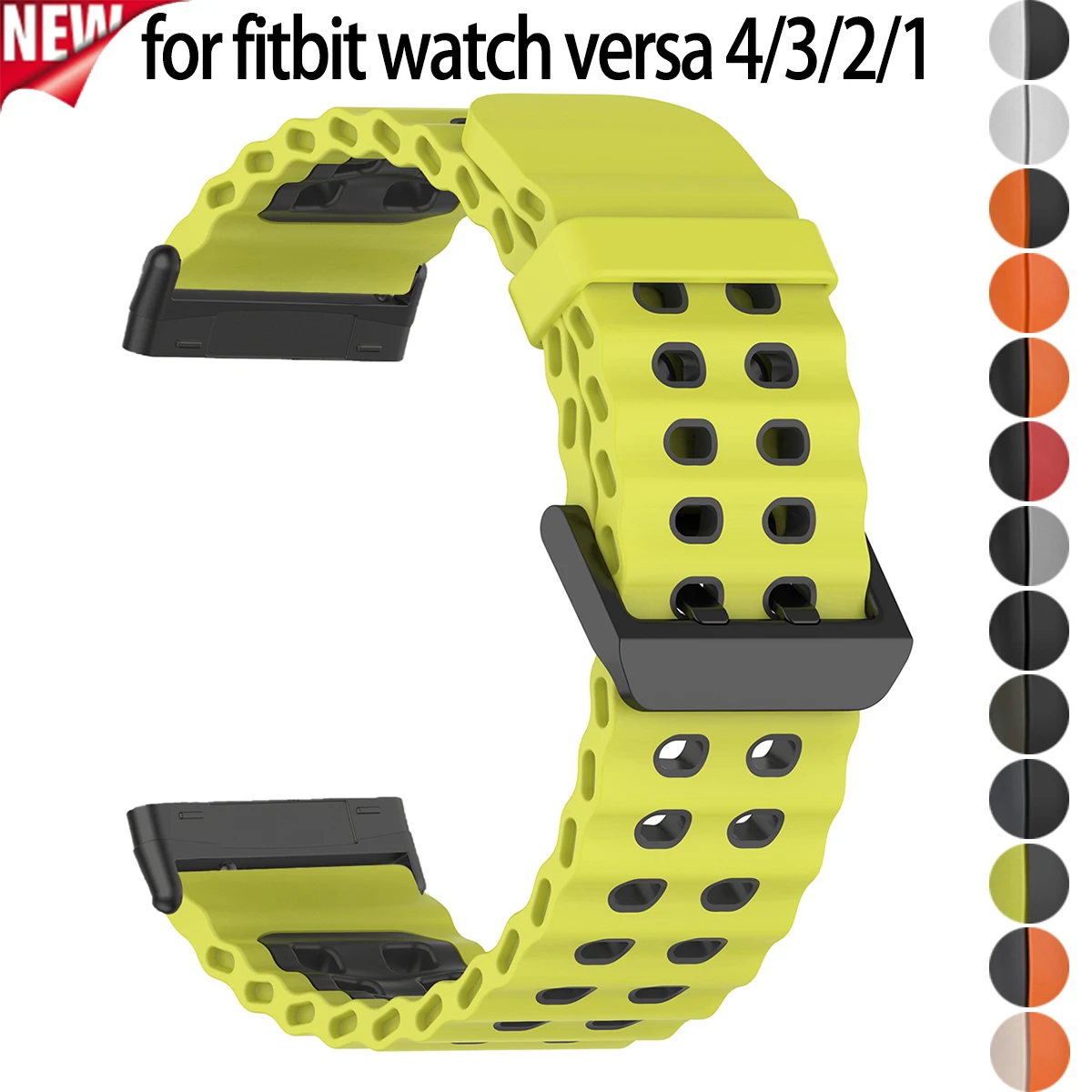 حزام نغمة لساعة Fitbit Versa 4/3 سوار المحيط البحري القابل للتنفس لساعة Versa 2/1 الذكية القابلة للتعديل #1