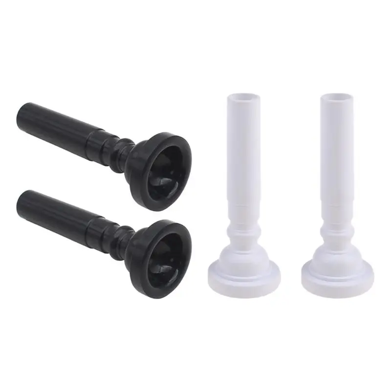 

2 Pieces Food Grade ABS Plastic Trumpet Mouthpiece for Professional Brass Woodwind Instrument Parts Black White Colors