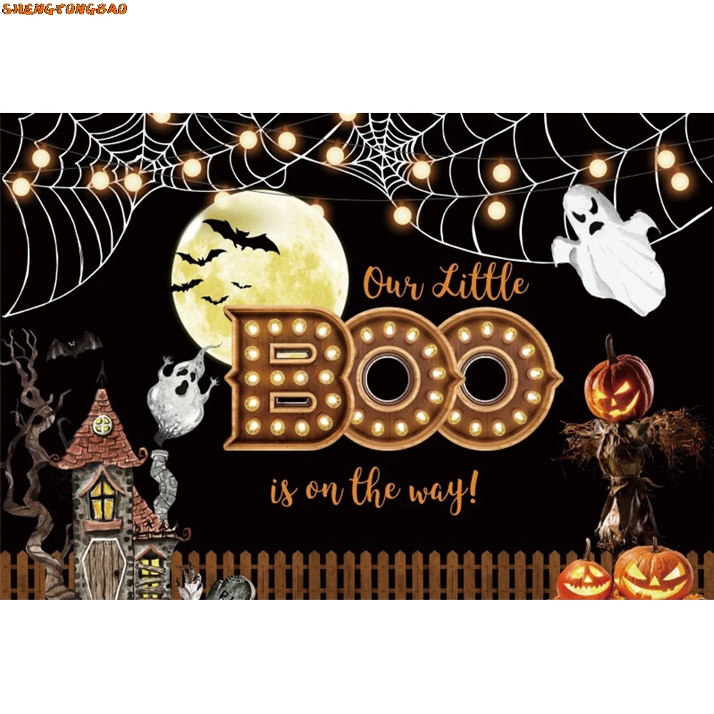 Cartoon Halloween Backdrop For Photography Horror Moon Scary Pumpkin Bat Witch Halloween kid Party Background Photo Studio Props
