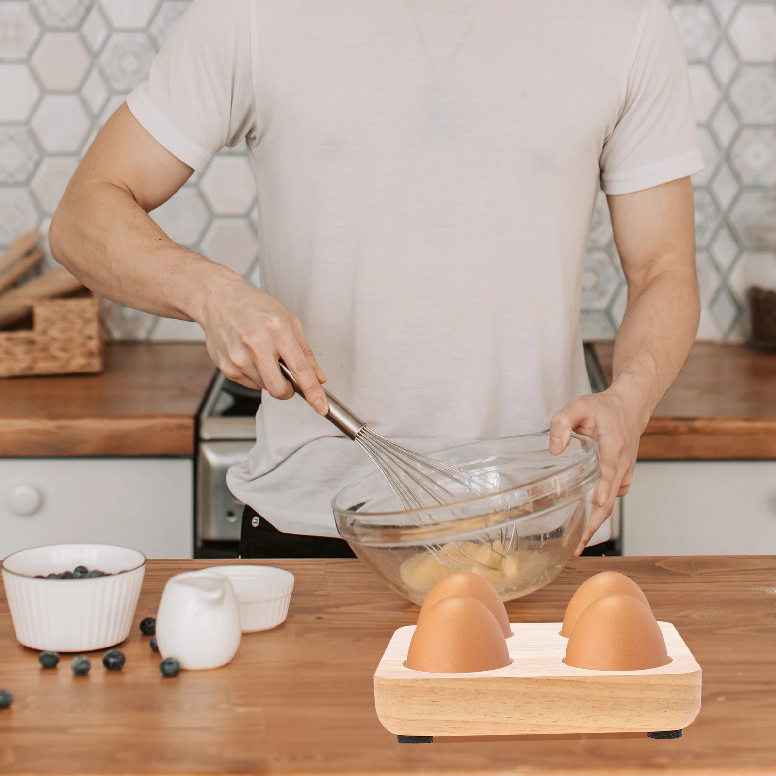 

1pcs Simple Holder For Home Kitchenware Base Protective Holder Storage Base Wood Egg Wooden Egg Storage Rack Rack