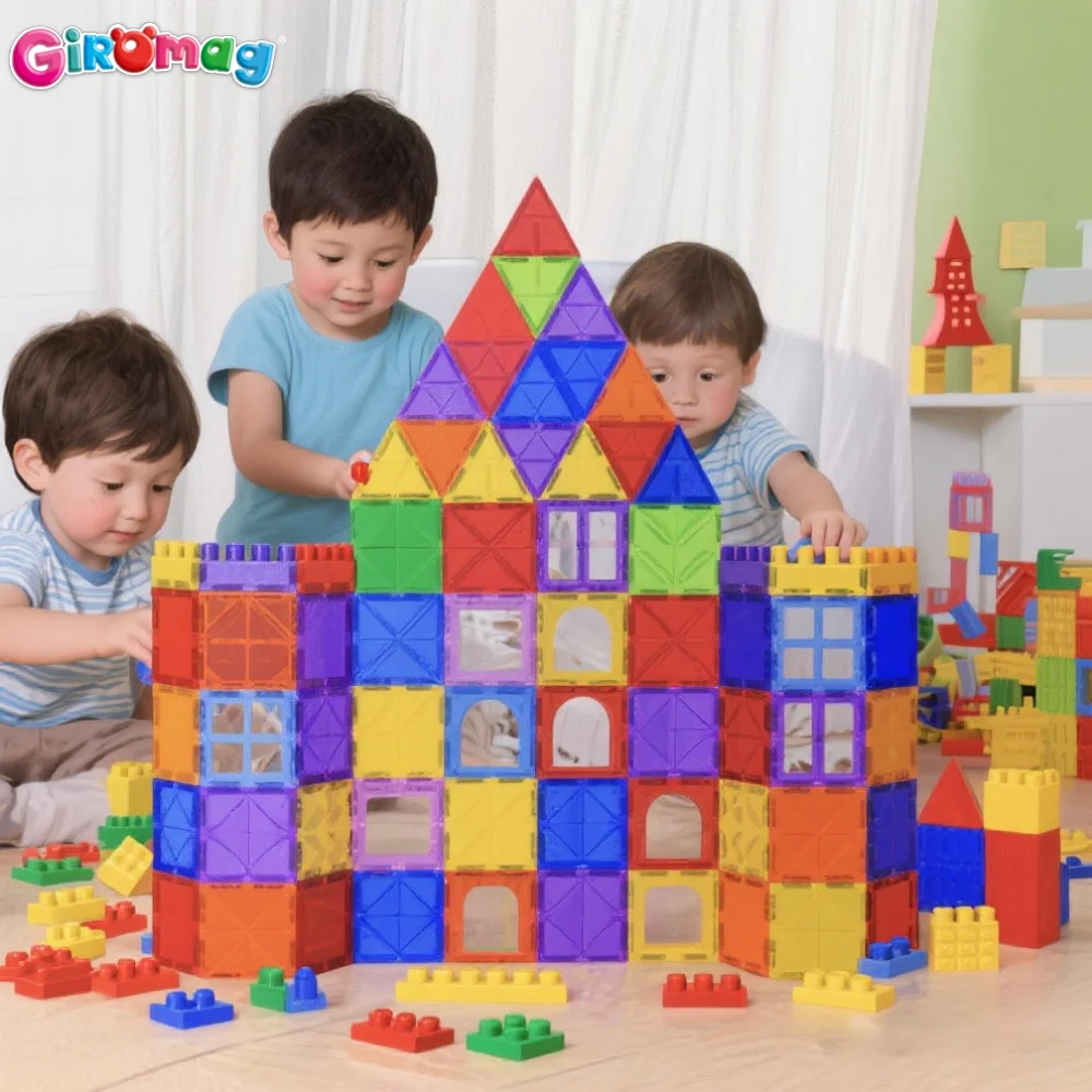 

GIROMAG 97PCS Magnetic Building Panels Construction Set STEM Educational Toys Gift for Kids Boys Girls Ages 3-12 Creative Play