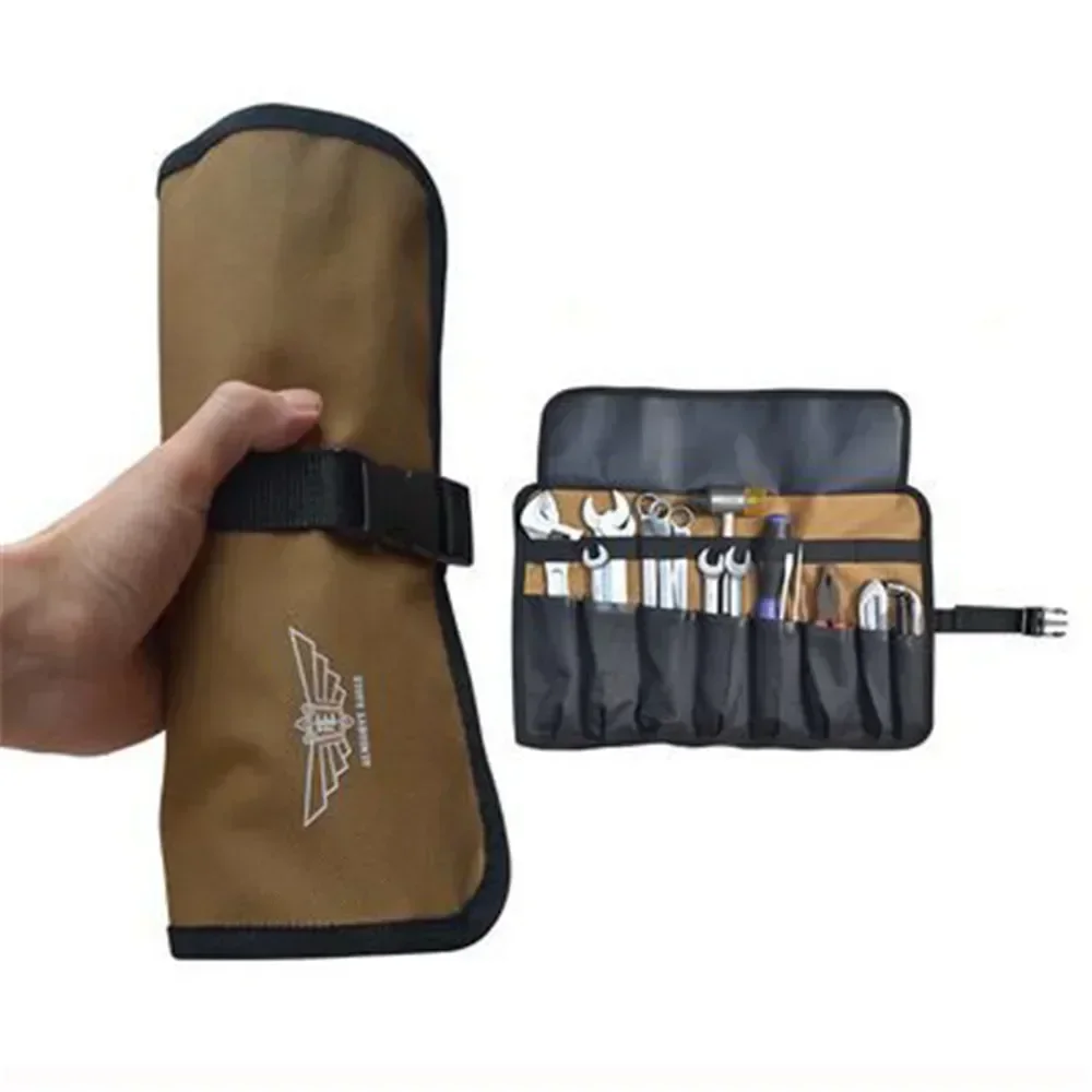 Ferramenta de Armazenamento Spanner Bolsos Dobrável Roll, Camping Pocket, Toolkit Bag, Pano Oxford, Chave Martelo, 8 Ferramenta com Bolsa, Portátil