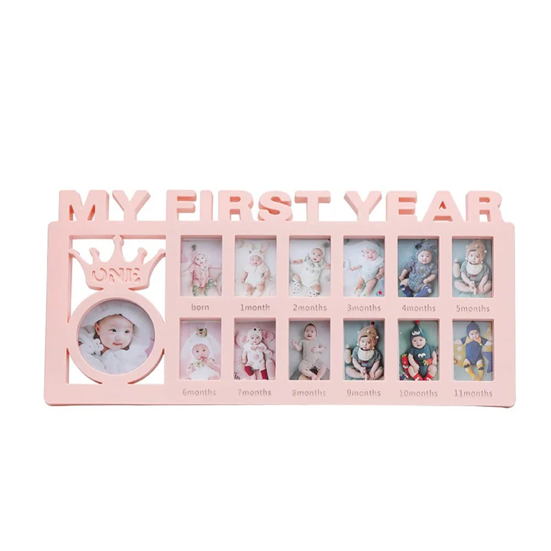 1Pc Infant First Year Picture Frame 12 Month Baby Milestone Photo Frame & MY FIRST YEAR Pictures Display Growing Memory Decor