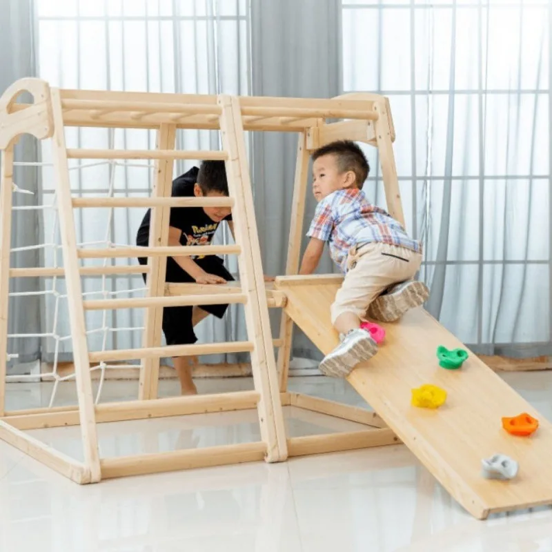 Children's Indoor Climbing Frame Slide Baby Home Small Swing Combination Baby Solid Wood Mini Small Playground