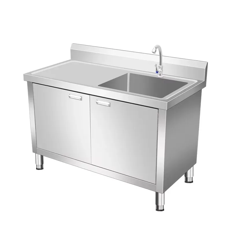 

Custom Industrial Design Kitchen Cabinet Sink Commercial Stainless Steel Work Bench Sink Cabinet