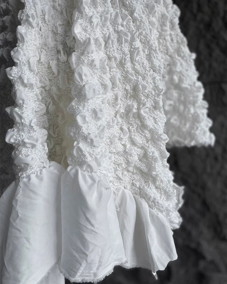 

1yard Handmade DIY Dress Fashion Designer Fabric Puff three-dimensional concave convex texture elasticity fabrics for clothing