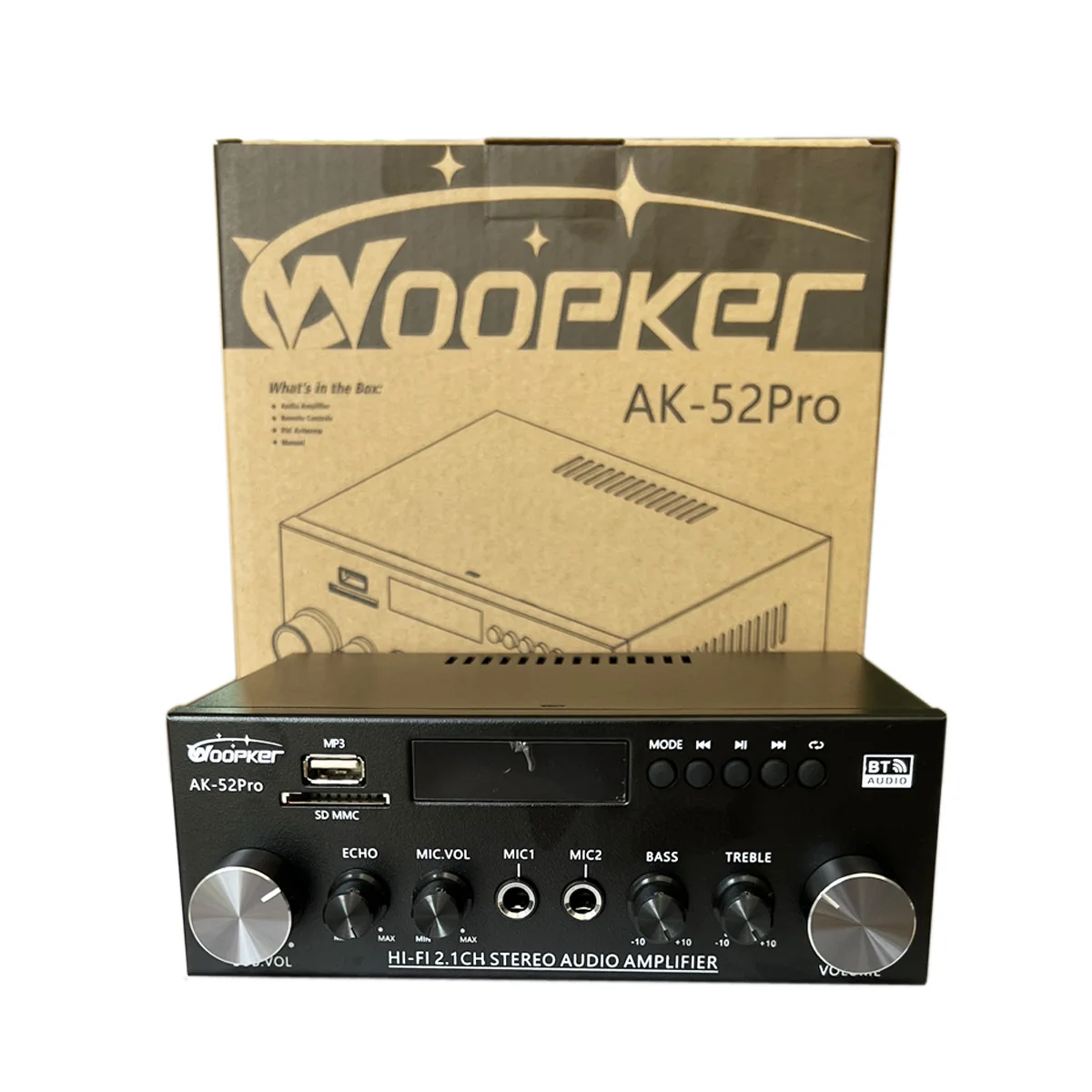 Auto-partner HiFi-Audioverstärker Digitaler Bluetooth-Verstärker RMS 50W*2+70W Kanal 2.1 Eingänge FM-Radio AK52