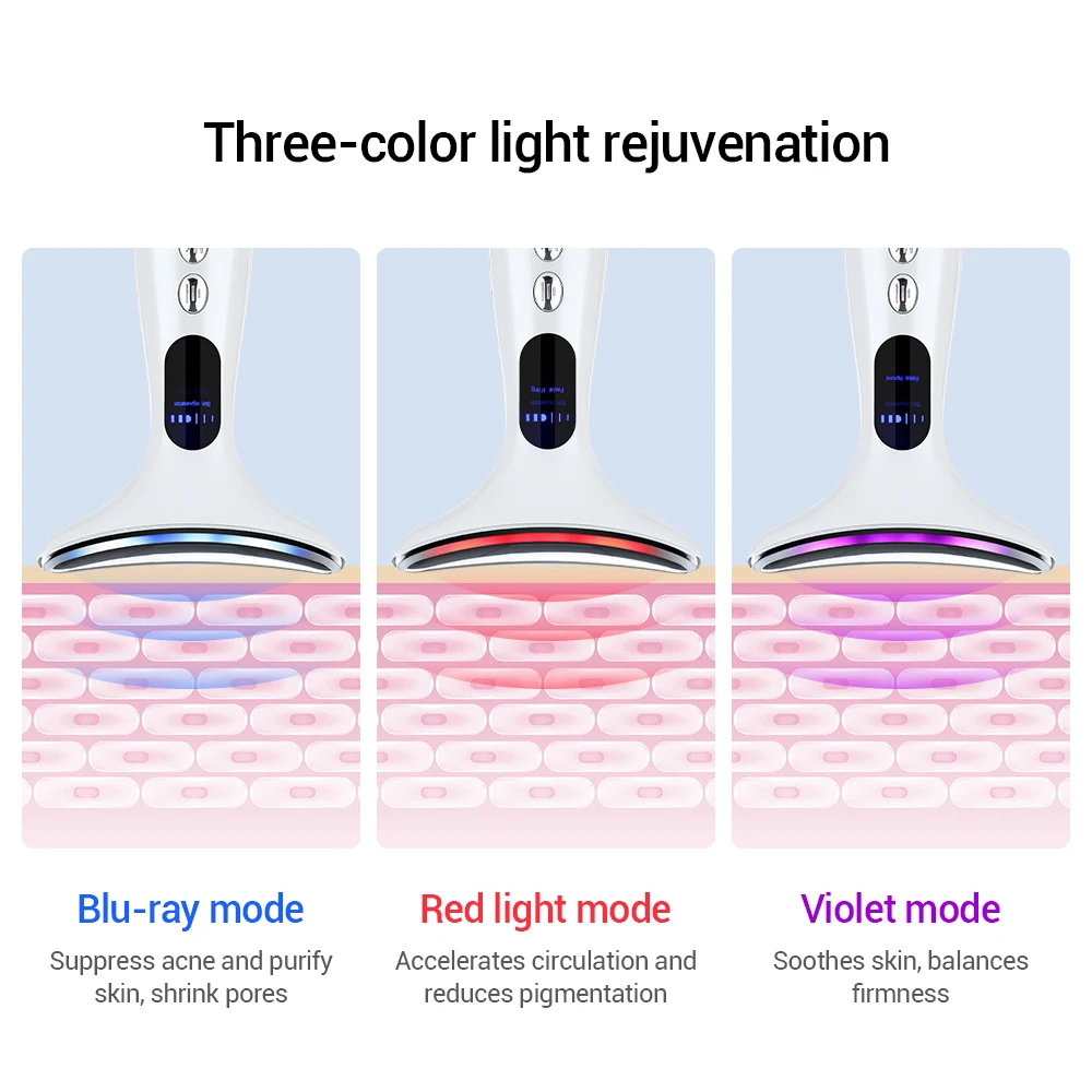 3 modalità dispositivo di bellezza del collo EMS macchina per il Lifting del viso doppio dispositivo di rimozione del mento LED massaggiatore facciale antirughe per rassodare la pelle